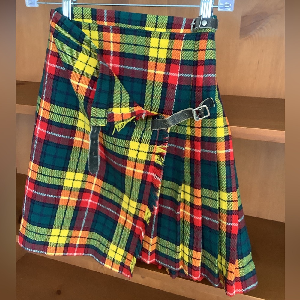 Vintage Laird Portch of Scotland Tartan Wrap Mini Skirt 100% Wool Size 6 - Picture 9 of 13